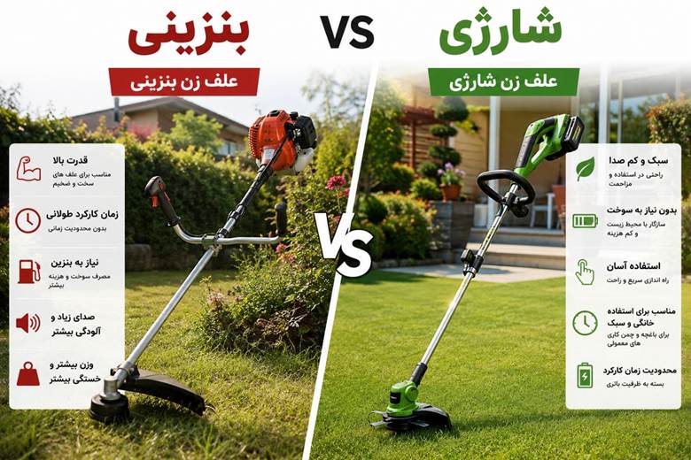 علف زن بنزینی یا علف زن شارژی برای استفاده خانگی